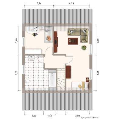 Grundriss Obergeschoss möbliert