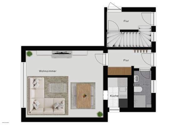Einrichtungsbeispiel Einliegerwohnung Erdgeschoss