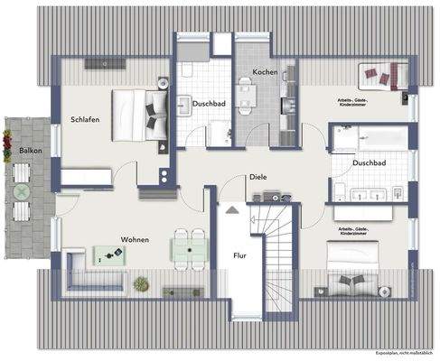 Grundriss DG beispielmöbliert