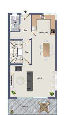 Der Grundriss im Erdgeschoss