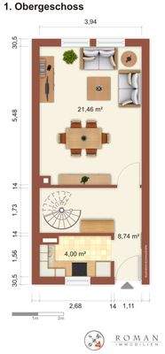 Grundriss 1OG mit Möblierungsvorschlag