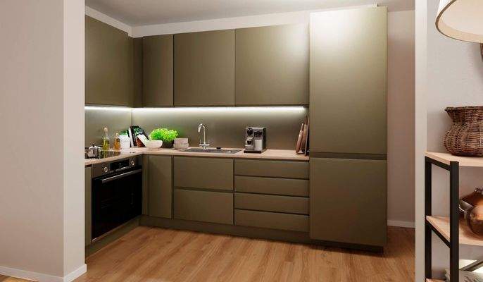 Die offene Wohnküche lädt zum gemeinsamen Kochen e