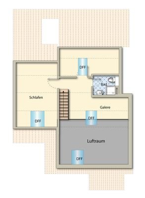 Grundriß obere Ebene unmöbliert