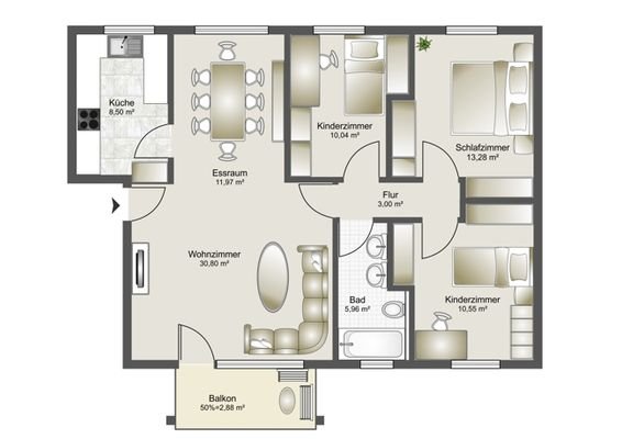 4-Zimmer-Wohnung mit Süd Ausrichtung