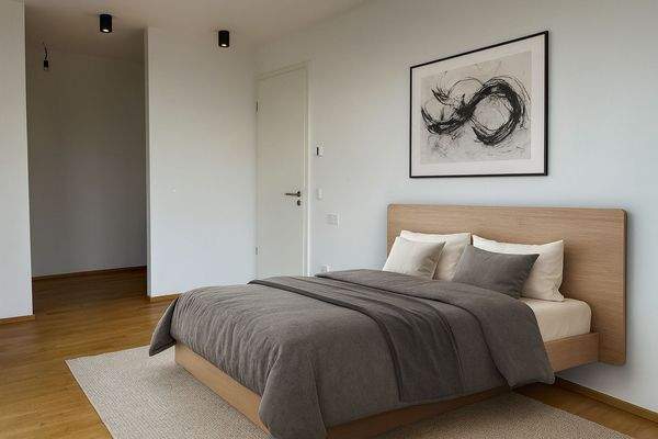 Schlafzimmer mit Kunstwerk