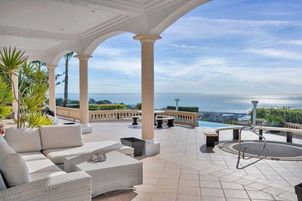 Living area in cobered terrace in villa in Costa d'en Blanes