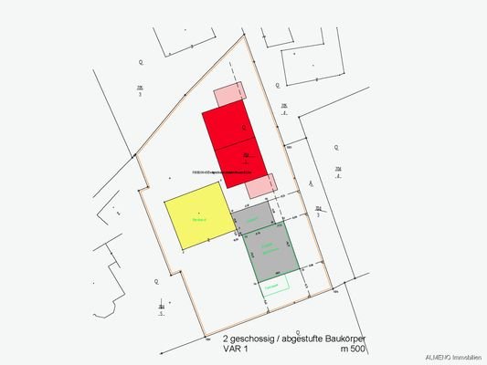 Bebauungsvariante mit zwei Doppelhaushälften