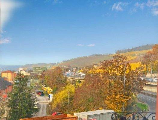 Heller Ausblick auf die umliegenden Weinberge