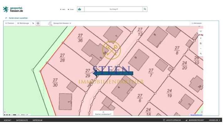 Flurkarte, Pfeil auf VK-Grundstück