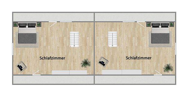 Grundriss Mehrfamilienhaus Obergeschoss (nicht maßstabsgetreu)