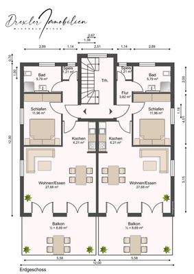 Grundriss Erd- und Obergeschoß