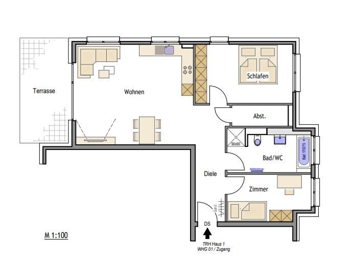 3 Zimmer Neubauwohnung mit Terasse und Garten in Ruteheim