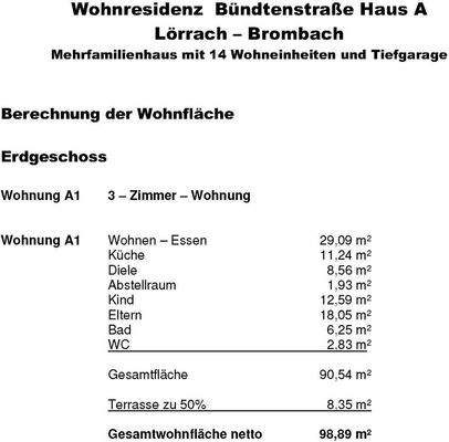 Wohnflächenberechnung A1