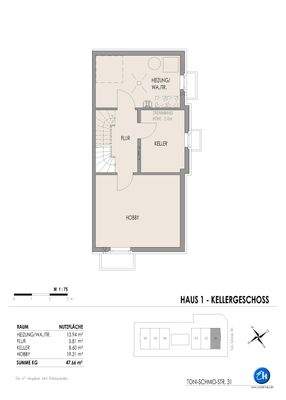 Grundriß Haus1 "Kellergeschoß" / Studio