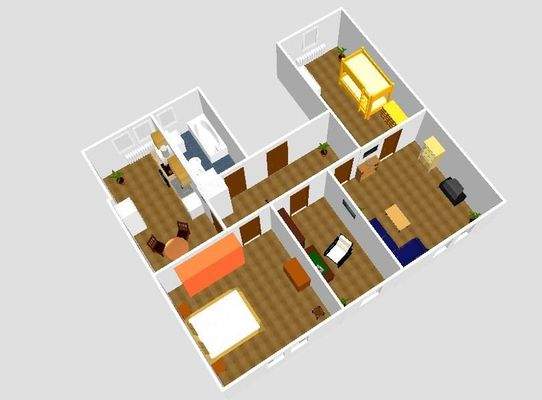 3-D Grundriss 4-Raumwohnung