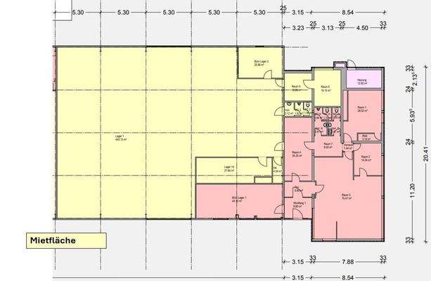 Grundriss mit Mietflächen