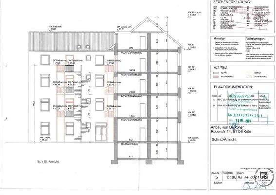 Schnittzeichnung mit Balkonvisualisierung