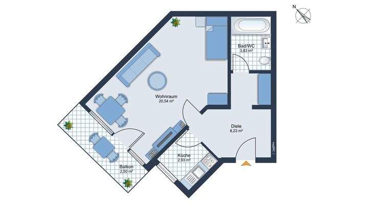 1 Zimmer Appartement