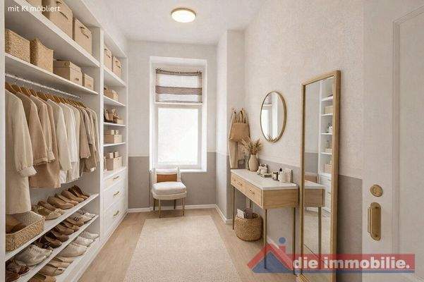 Ankleidezimmer mit KI möbliert