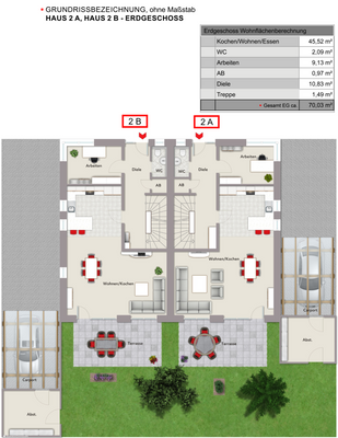 Haus 2A, Haus 2B Grundriss - Erdgeschoss