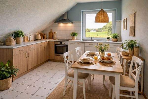 KI-generiertes Wohnbeispiel Obergeschoss Küche