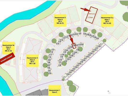 Lage Wohnung und Stellplatz markiert