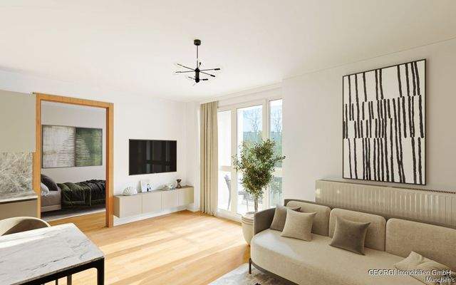 Wohnzimmer mit Küche