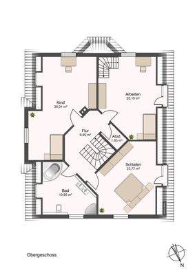 Grundriss Obergeschoß mit Ca.-Angaben (ohne Gewähr)