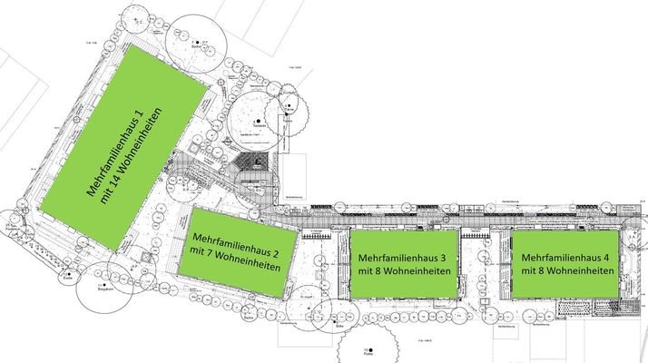 Freiflächenplan mit 4 MFH