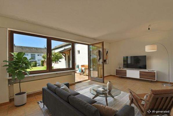 Wohnzimmer mit Blick in Garten