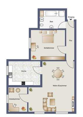 Grundriss/Möblierung nicht maßstabsgetreu - Irrtümer vorbehalten