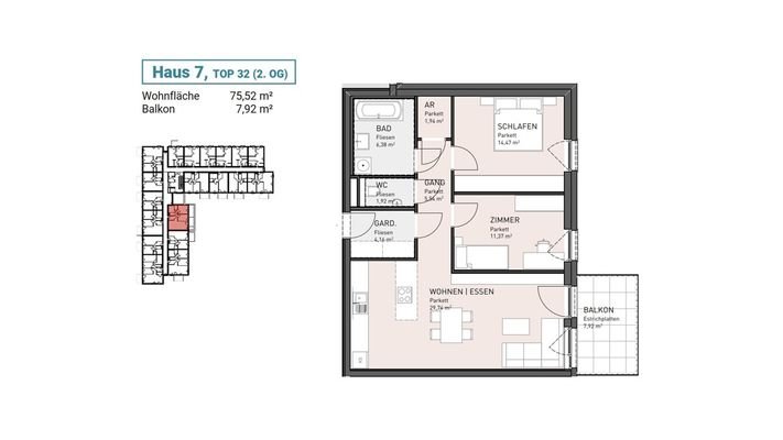 Haus 7, Top 32 (2. OG)