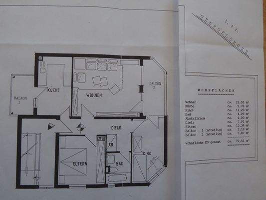 Grundriss + Wohnflächenberechnung
