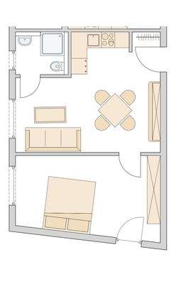 Grundriss 2-Zimmer-Wohnung