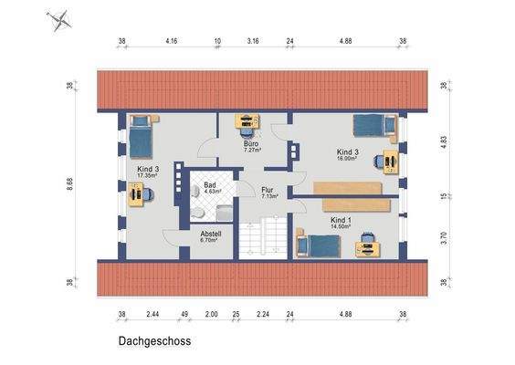 Haupthaus - Dachgeschoss (Darstellung und Maßangaben sind ohne Gewähr)