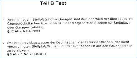 Auszug aus dem B-Plan Teil B Text