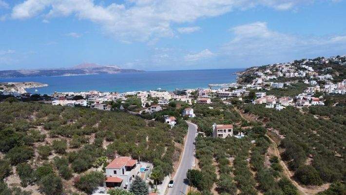 Kreta, Almyrida: Schönes Grundstück mit Baugenehmigung zu verkaufen