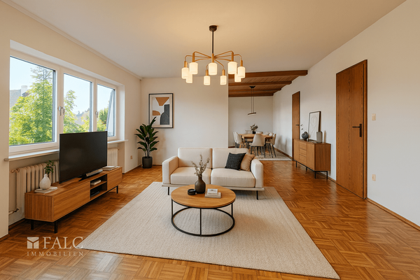 Beispiel für Möblierung - Wohnzimmer und Essbereich