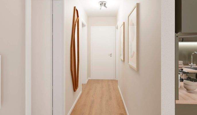 Ein einladender Flur verbindet die Zimmer