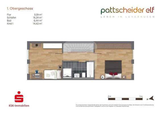 1. Obergeschoss Haus links