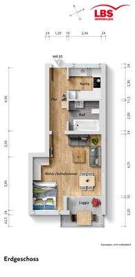 Grundriss mit Mustermöblierung