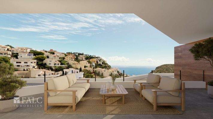 Große Terrasse mit Meeresblick