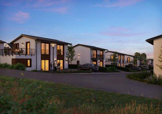 Außenansicht bei Dämmerung