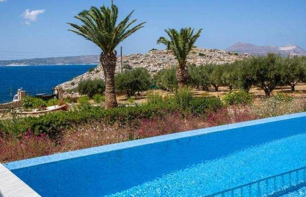 Kreta, Kokkino Chorio: Villa mit spektakulärem Blick auf das Meer und den Sonnenuntergang zu verkaufen