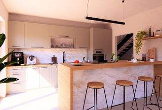 Moderne Wohnküche hell