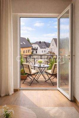 Balkon mit Blick in die gewachsene Nachbarschaft