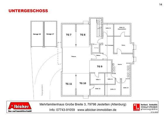 Untergeschoss mit Tiefgaragen, Wasch-Trockenraum und Kellerräume