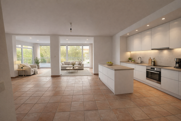 Visualisierung Küche und Wohnen