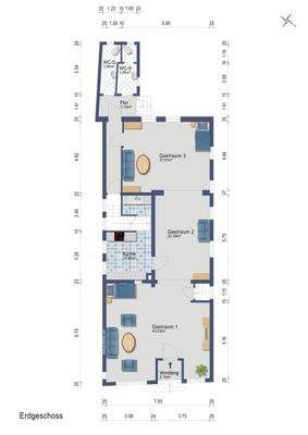 Gastraum im Erdgeschoss (Darstellung und Maßangaben sind ohne Gewähr)
