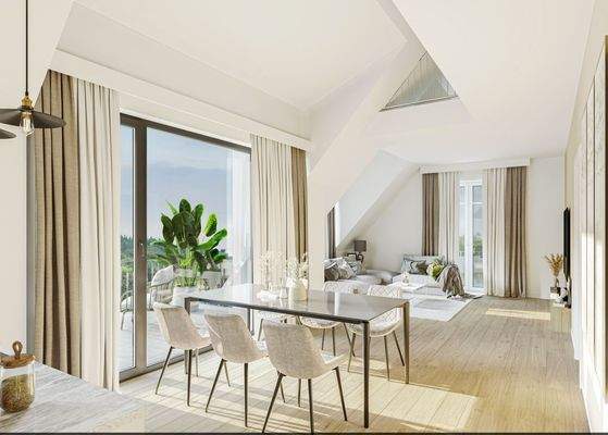 Wohnzimmer mit Loggia Wohnung DG